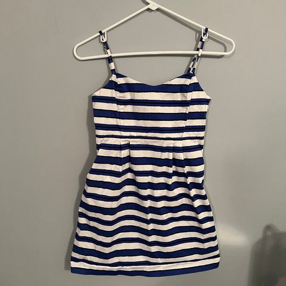 Gap Blue & White Stripe Sleeveless Mini Dress Womens Size 0 Petite Spandex Blend - Picture 1 of 11